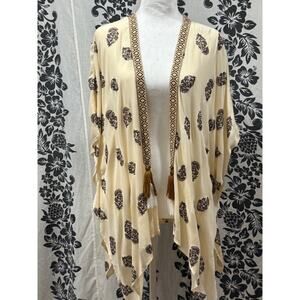 Style & Co Women's Kimono Dolman Sleeve Open Front Tassel Wrap - Size S